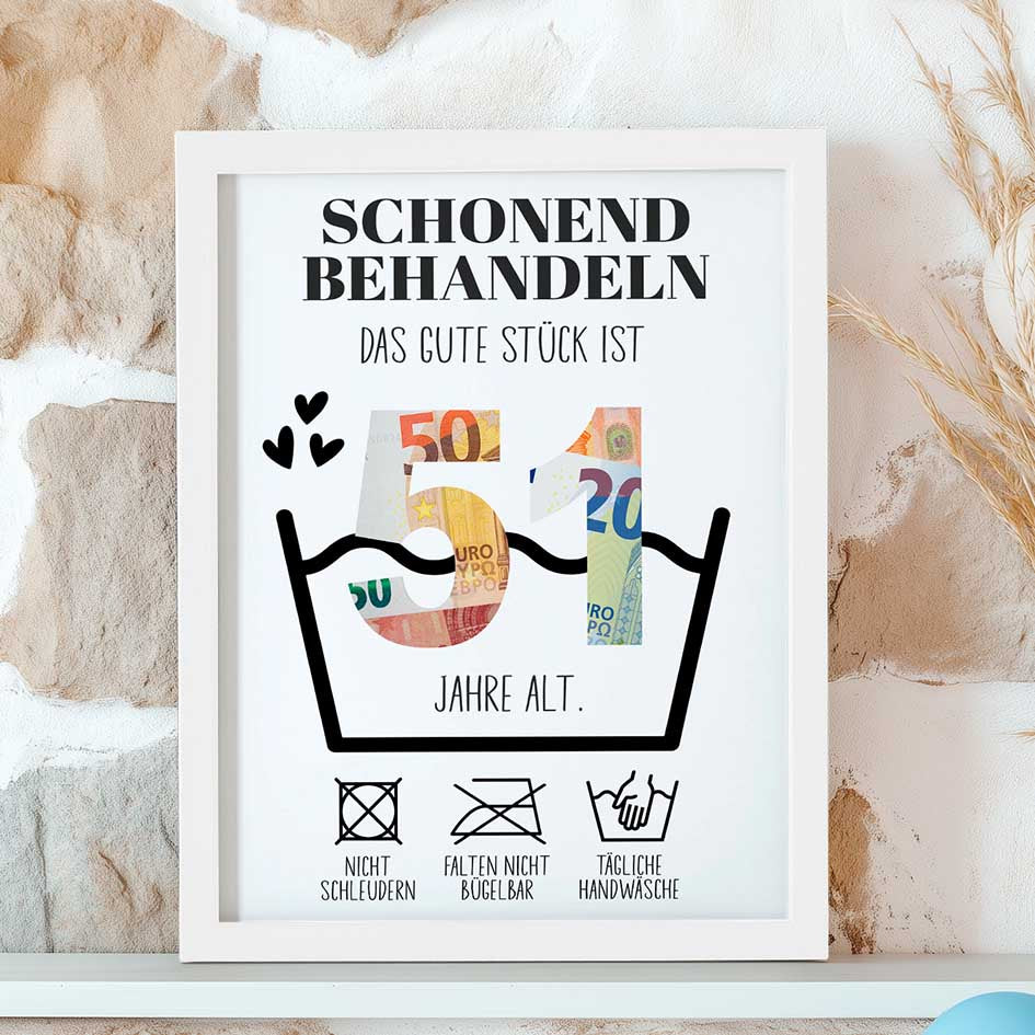 Geldgeschenk 51. Geburtstag im Rahmen merchOne