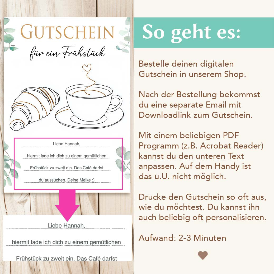Frühstück Gutscheinvorlage Herzensprojekt Manufaktur