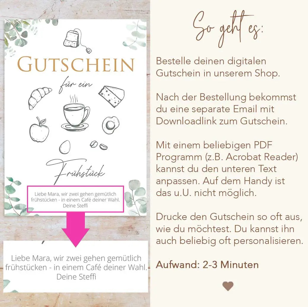 Gutschein gemeinsames Frühstück Herzensprojekt Manufaktur