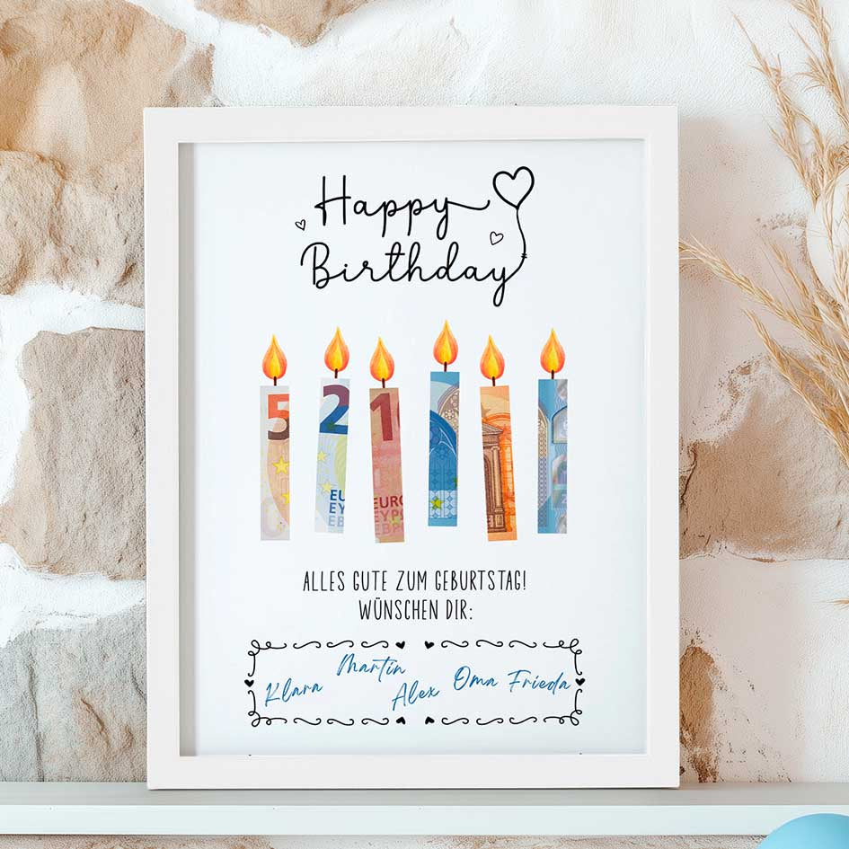 Geldgeschenk zum Geburtstag im Rahmen merchOne