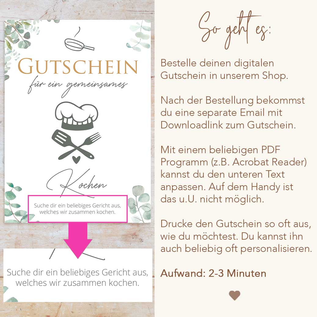 Gutschein Gemeinsames Kochen Herzensprojekt Manufaktur