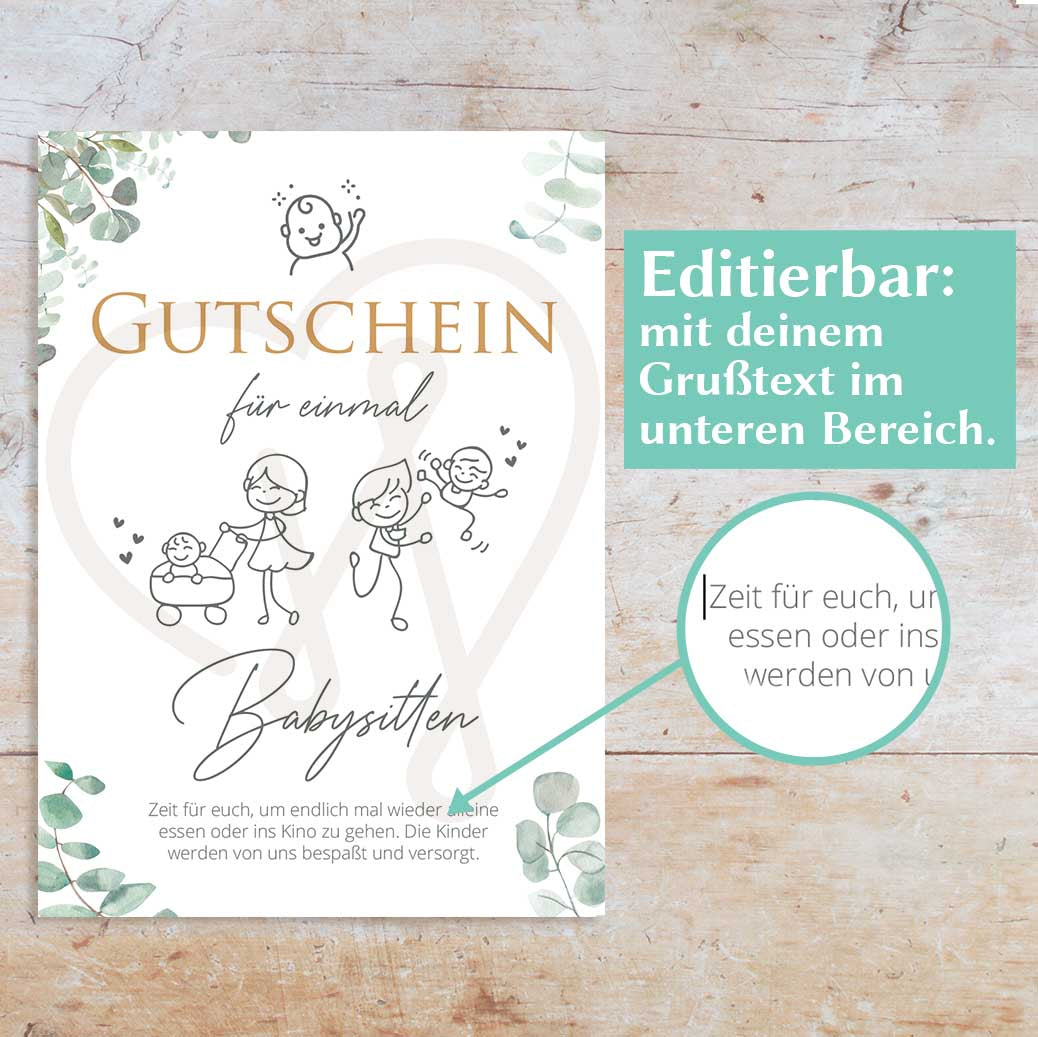 Babysitten Gutschein Herzensprojekt Manufaktur