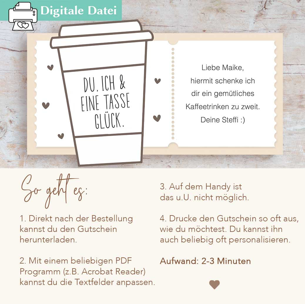 Gutschein Vorlage Kaffeetrinken Herzensprojekt Manufaktur