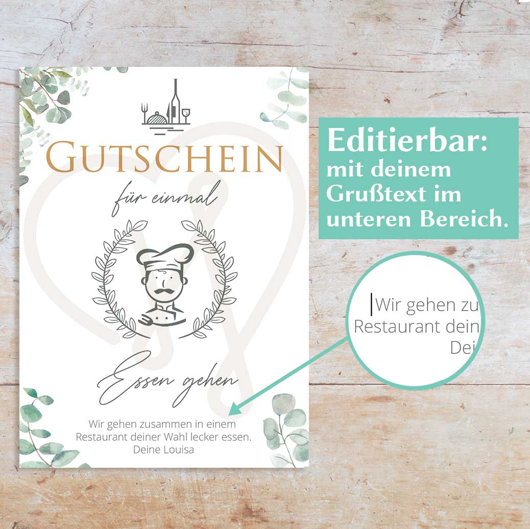 Gutscheinvorlage Essen gehen Herzensprojekt Manufaktur