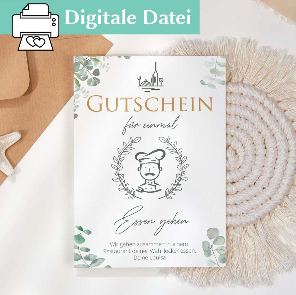 Gutscheinvorlage Essen gehen Herzensprojekt Manufaktur
