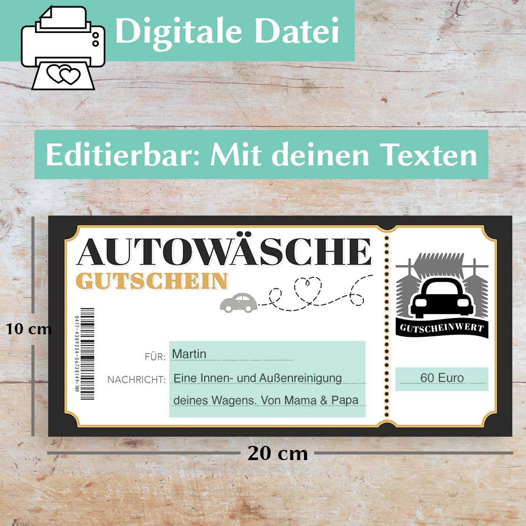 Autowäsche Gutschein Herzensprojekt Manufaktur