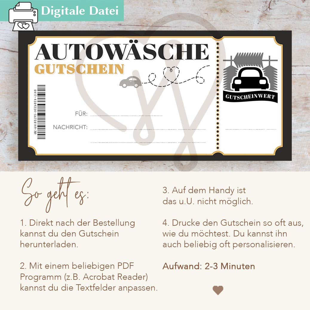 Autowäsche Gutschein Herzensprojekt Manufaktur