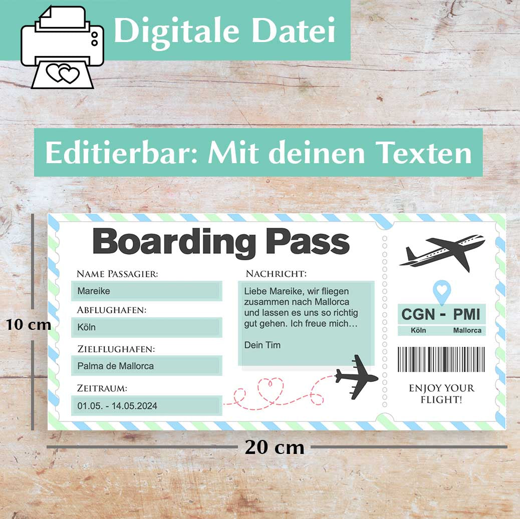 Boarding Pass Vorlage Herzensprojekt Manufaktur
