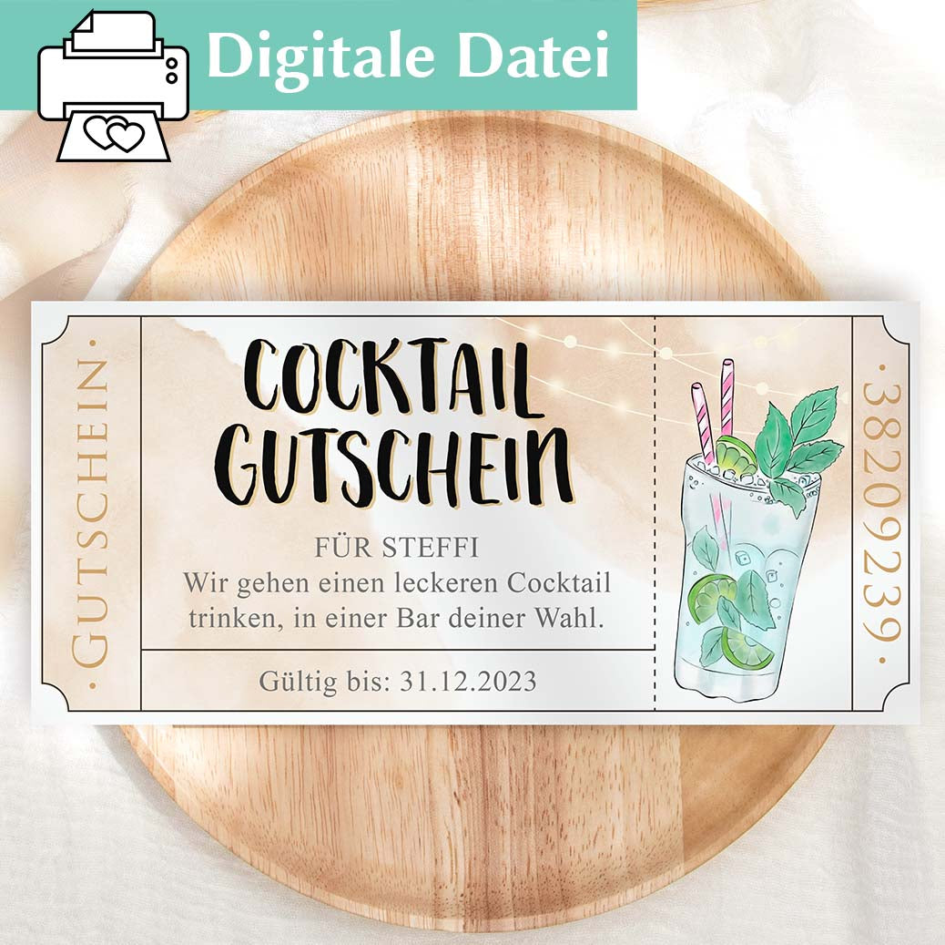 Cocktail Gutscheinvorlage Herzensprojekt Manufaktur