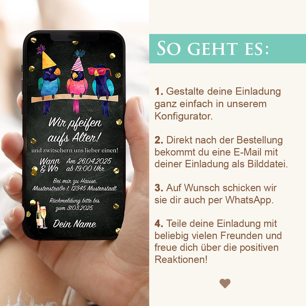 Digitale Geburtstagseinladung Party Herzensprojekt Manufaktur