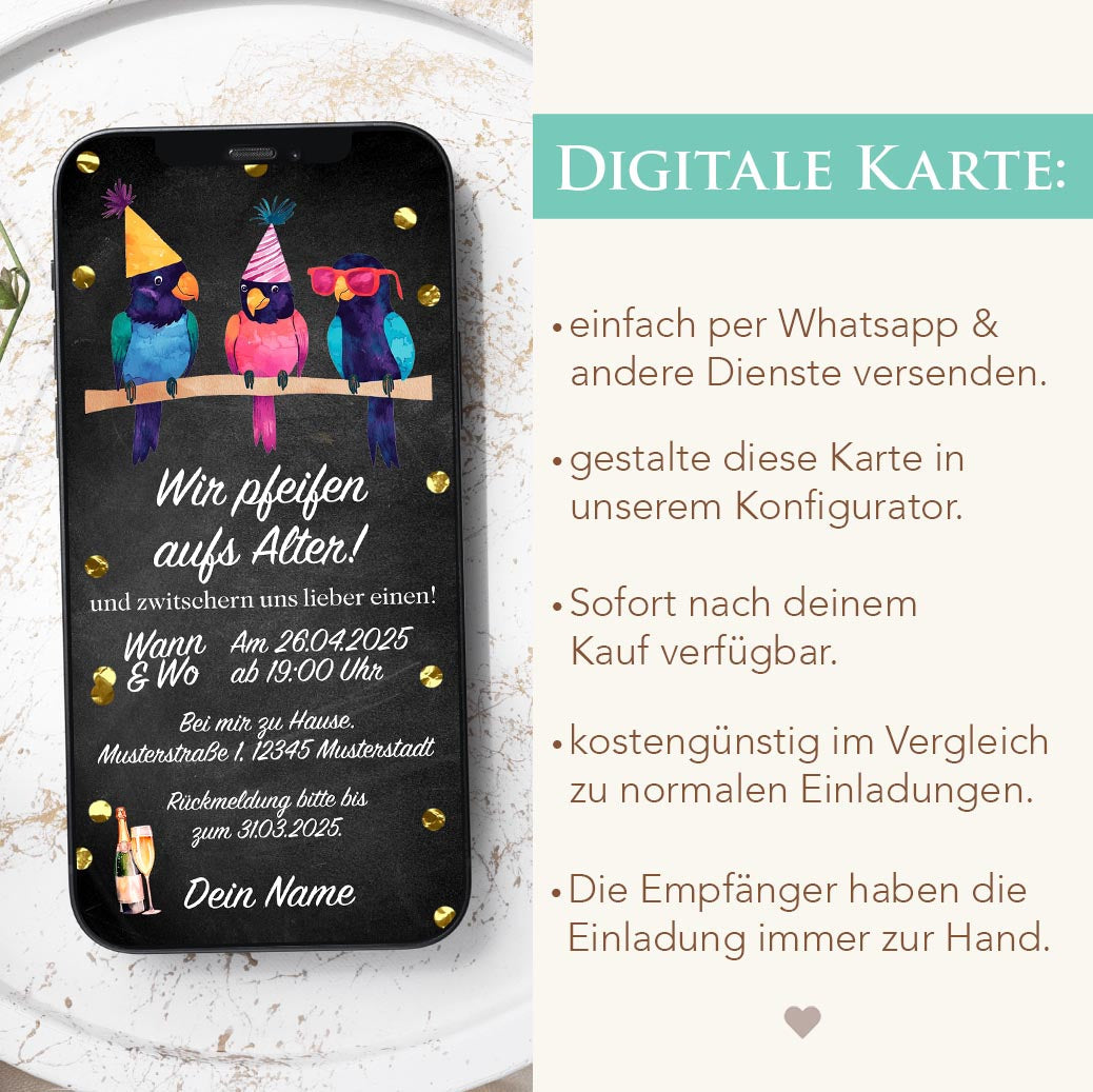 Digitale Geburtstagseinladung Party Herzensprojekt Manufaktur