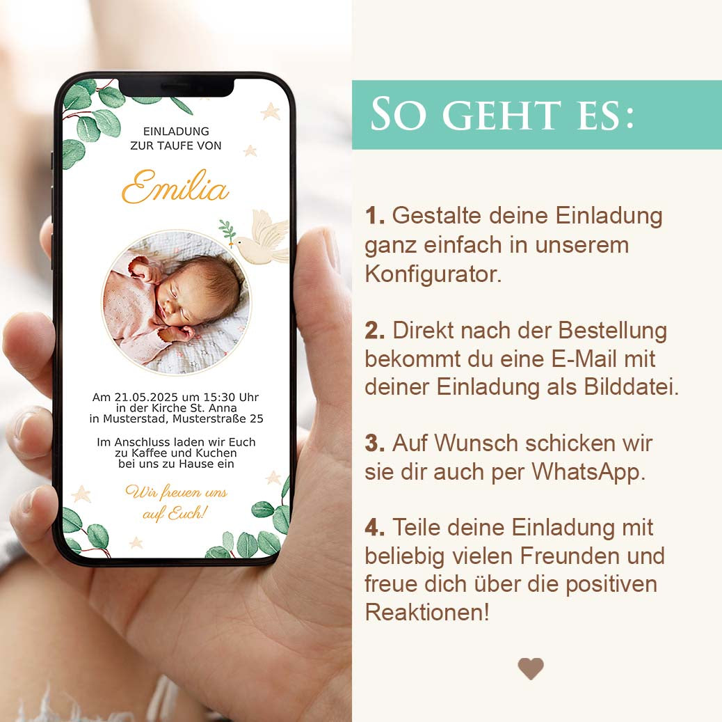 Einladung zur Taufe WhatsApp Herzensprojekt Manufaktur