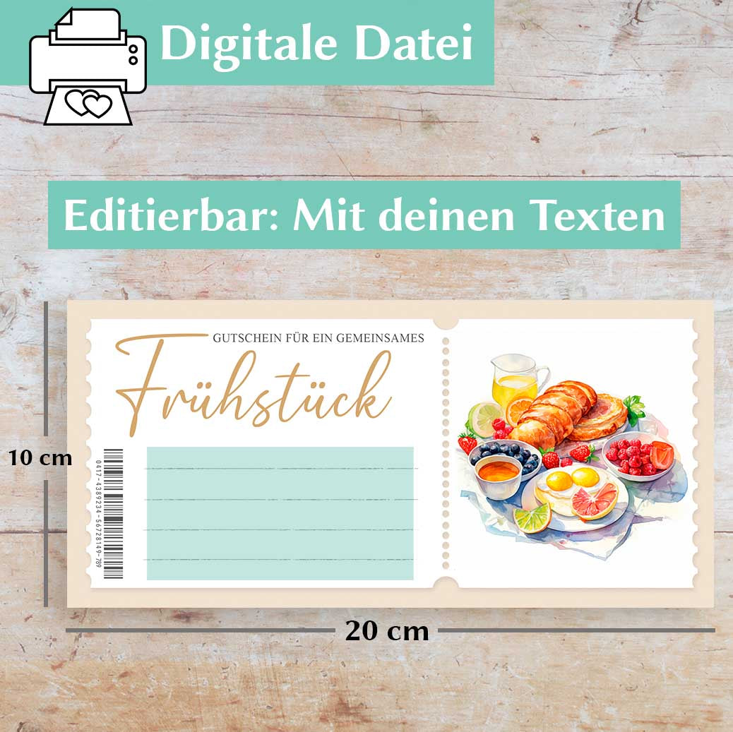 Frühstücksgutschein Vorlage Herzensprojekt Manufaktur