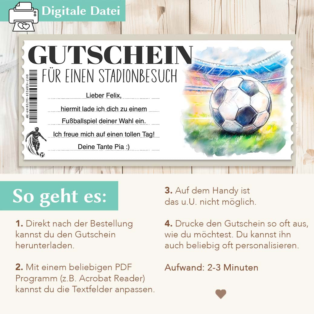 Fußballspiel Gutschein Herzensprojekt Manufaktur
