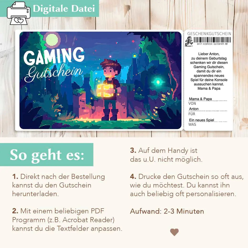 Gaming Gutschein Vorlage Herzensprojekt Manufaktur