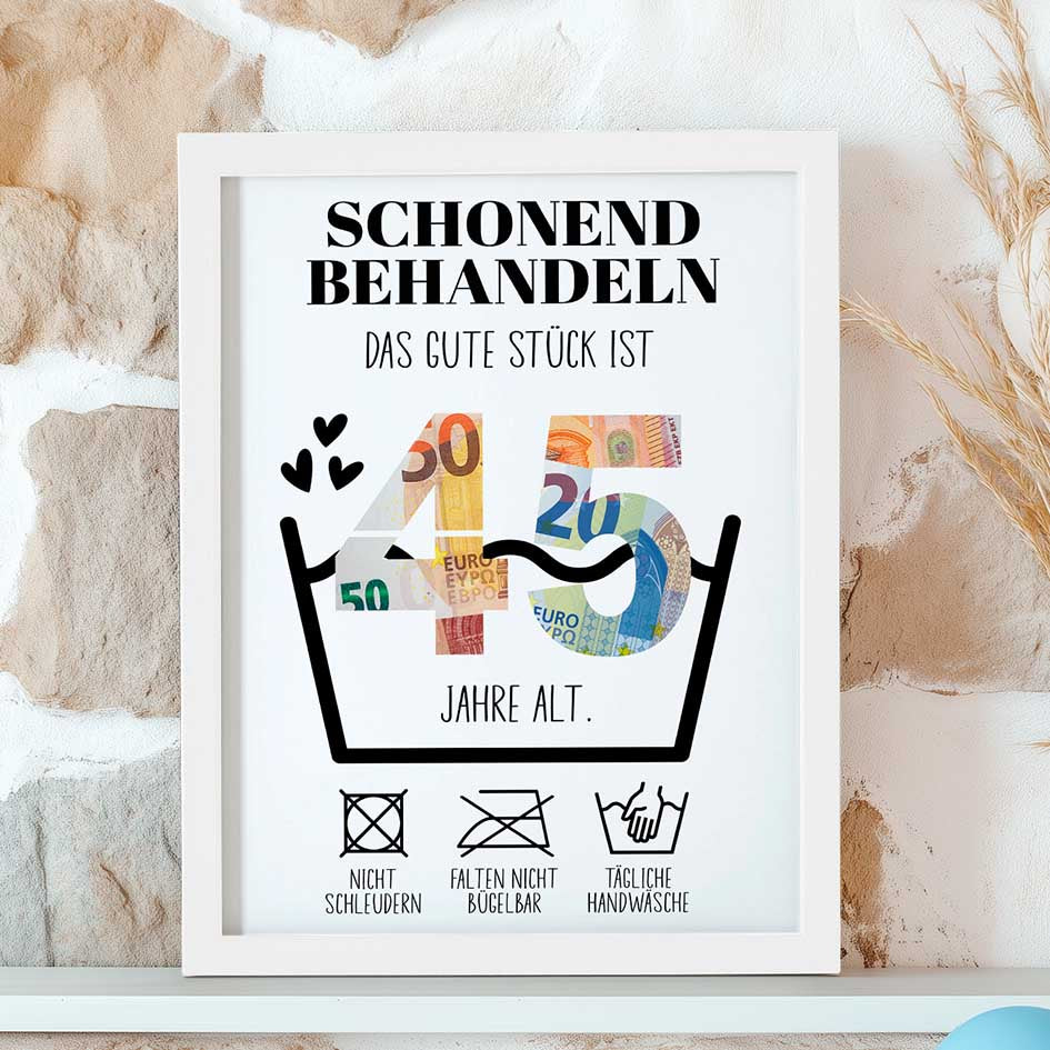 Geldgeschenk 45. Geburtstag im Rahmen merchOne