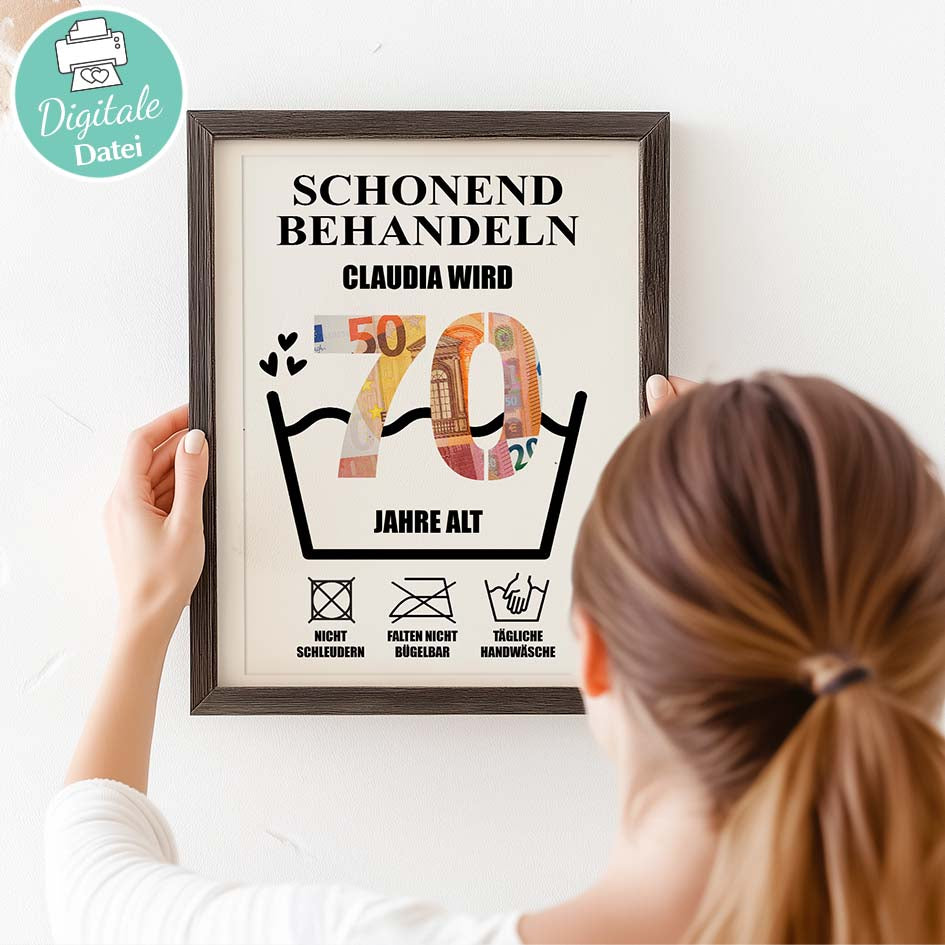 Geldgeschenk 70ster - Editierbar Herzensprojekt Manufaktur