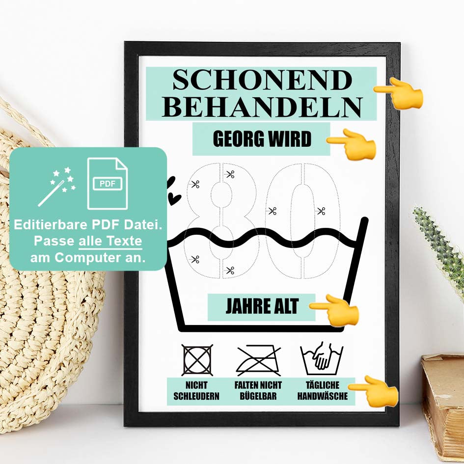 Geldgeschenk 80ster - Editierbar Herzensprojekt Manufaktur