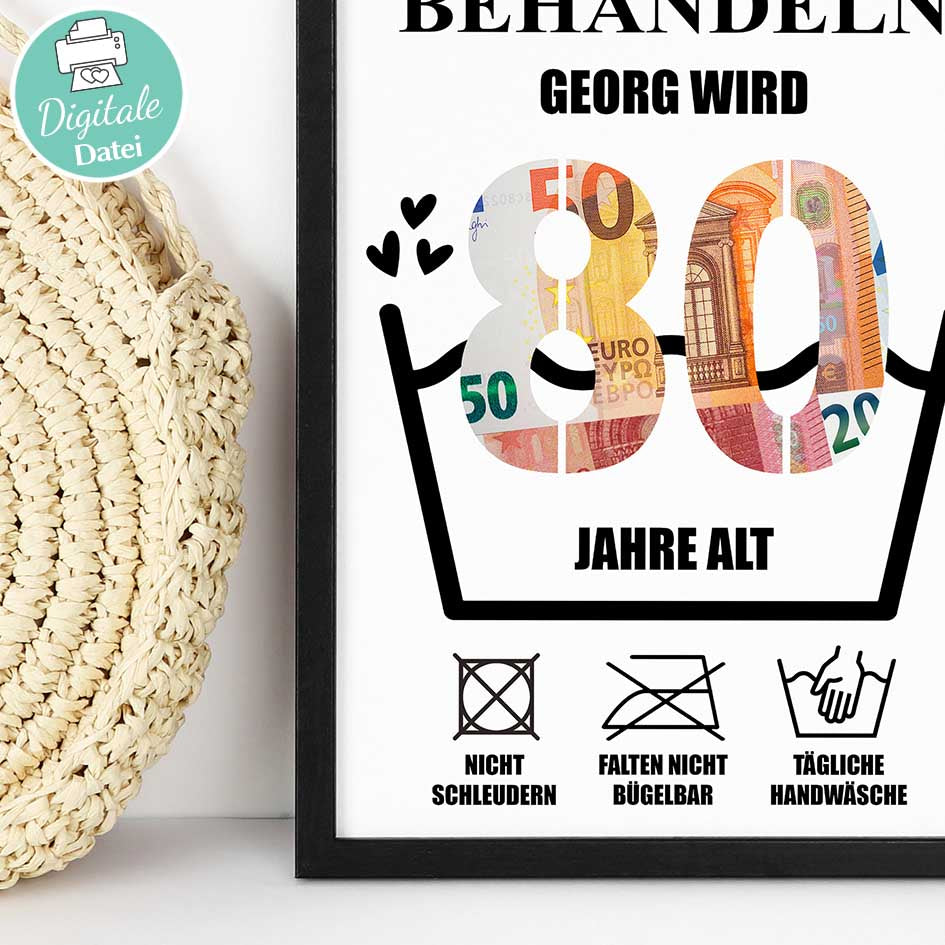 Geldgeschenk 80ster - Editierbar Herzensprojekt Manufaktur