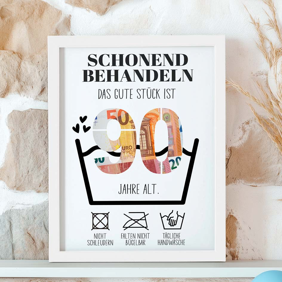Geldgeschenk 90. Geburtstag im Rahmen merchOne