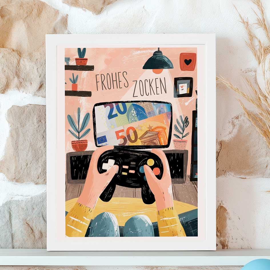 Geldgeschenk Gaming im Rahmen merchOne