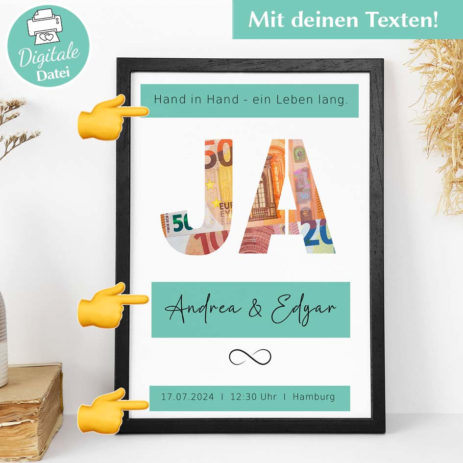 Geldgeschenk Hochzeit personalisiert Herzensprojekt Manufaktur