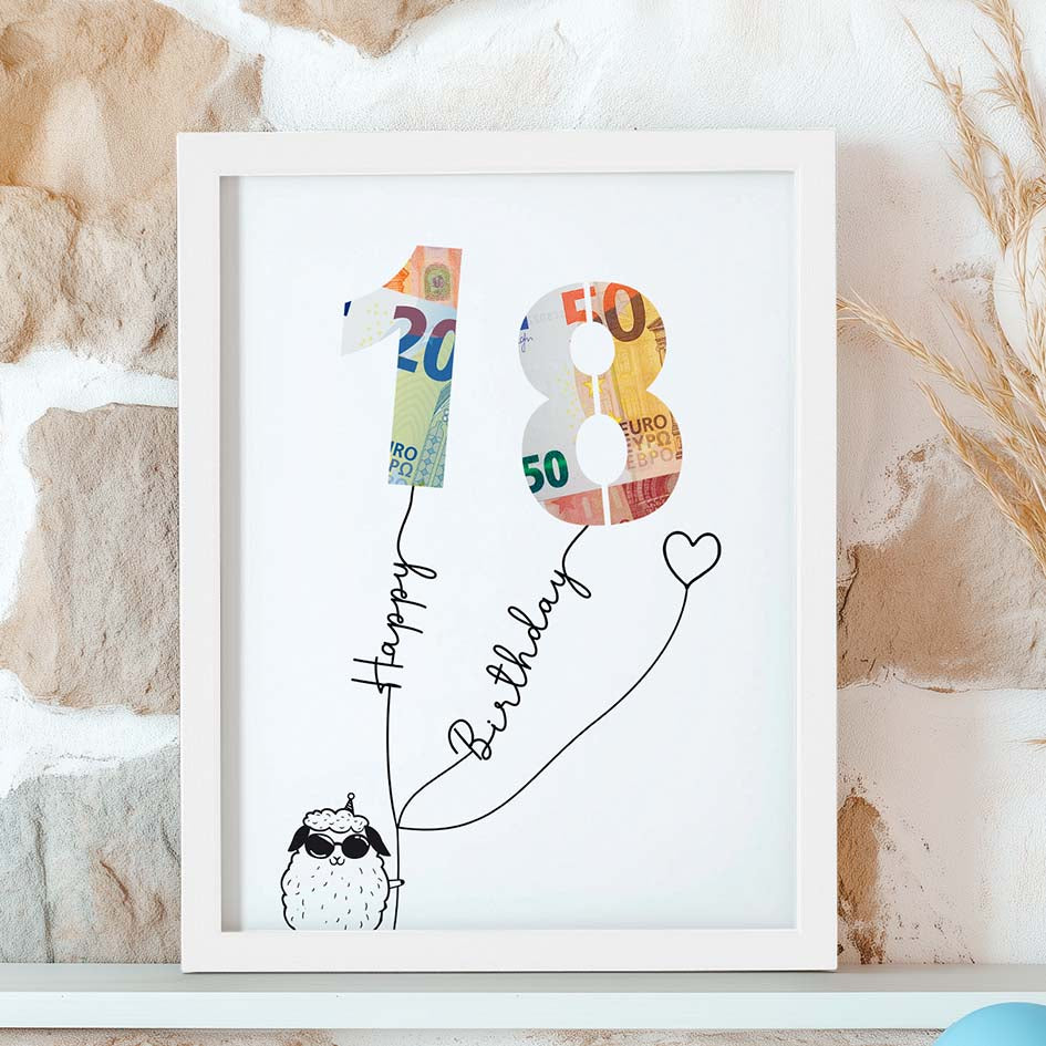 Geldgeschenk zum 18. Geburtstag im Rahmen merchOne