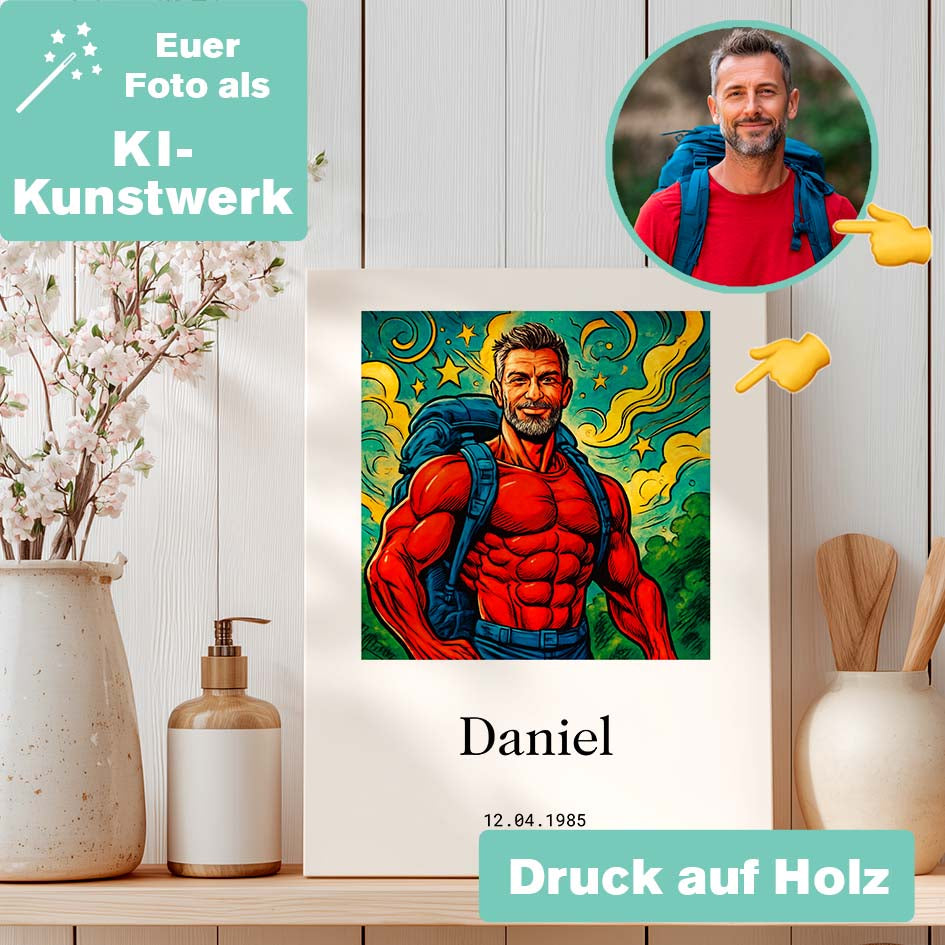 Superhelden Kunstwerk auf Holz Herzensprojekt Manufaktur