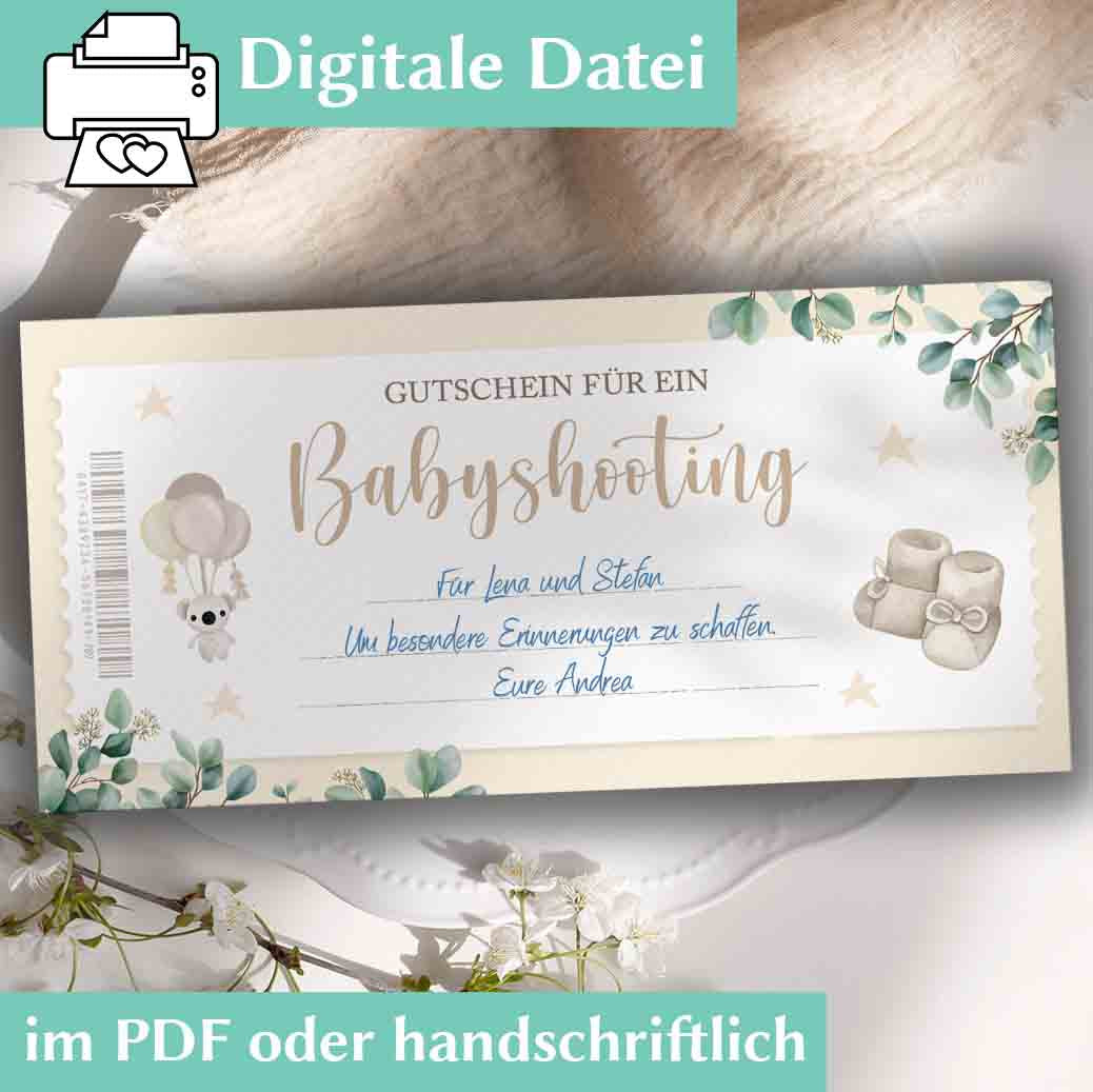 Gutschein Babyshooting Herzensprojekt Manufaktur