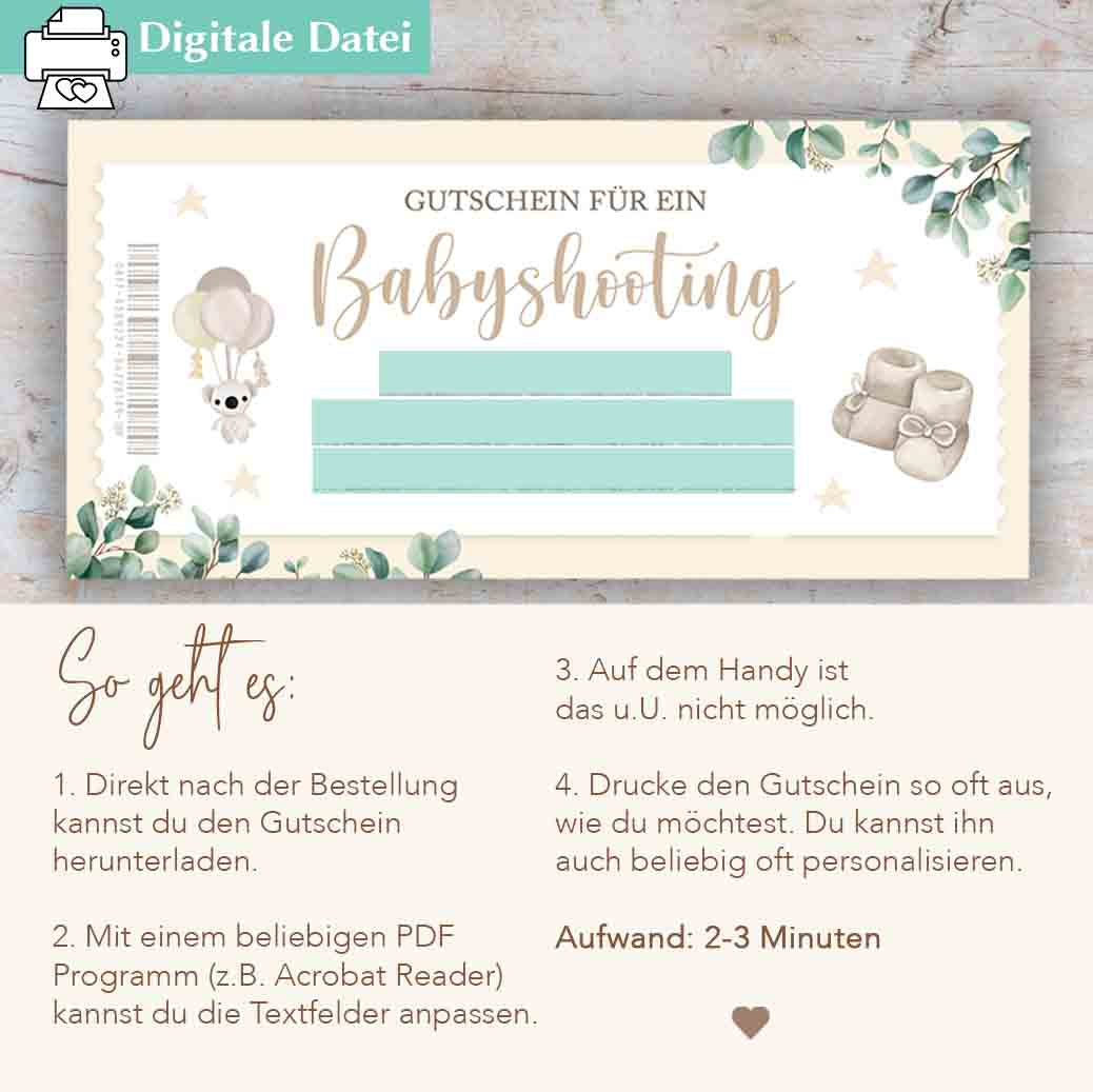 Gutschein Babyshooting Herzensprojekt Manufaktur
