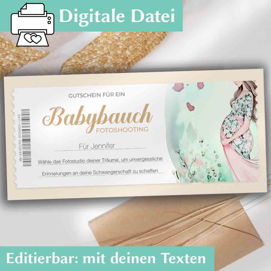 Babybauch Shooting Gutschein Herzensprojekt Manufaktur
