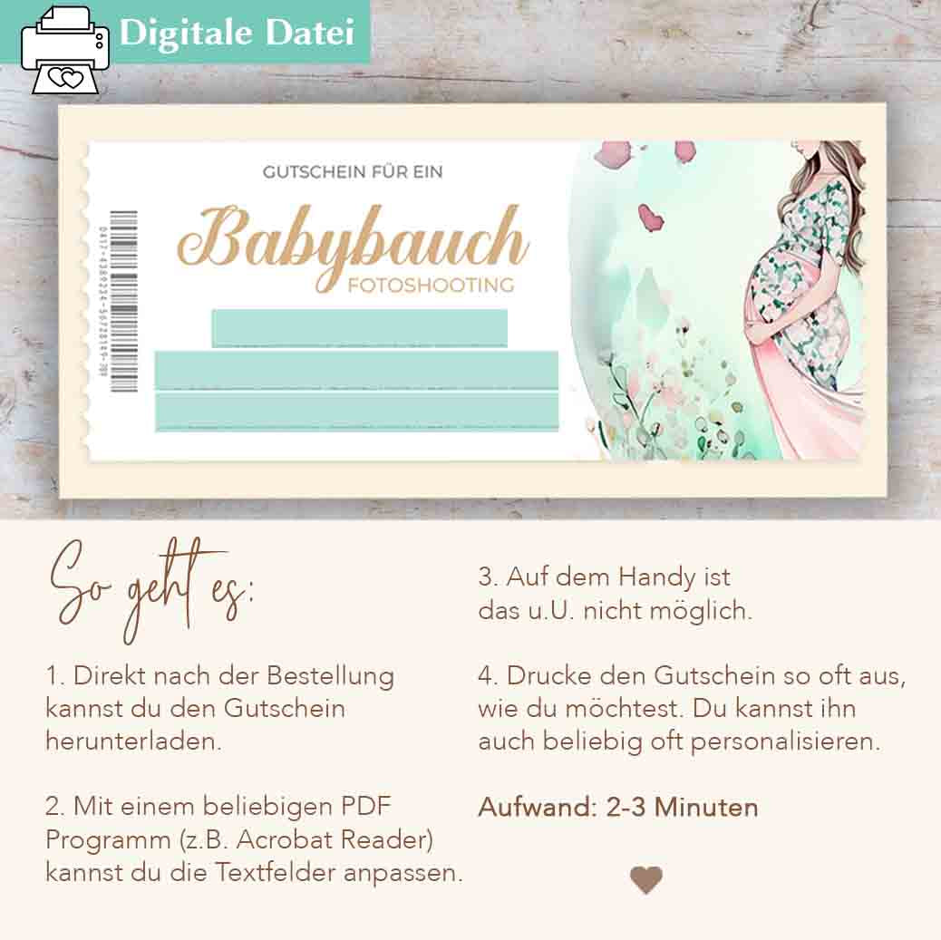 Babybauch Shooting Gutschein Herzensprojekt Manufaktur
