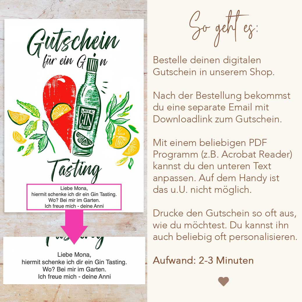 Gin Tasting Gutschein Herzensprojekt Manufaktur