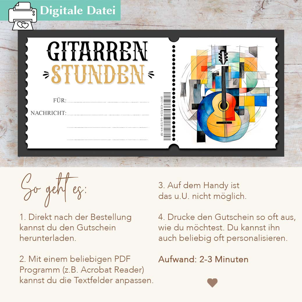Gutschein Gitarrenunterricht Herzensprojekt Manufaktur