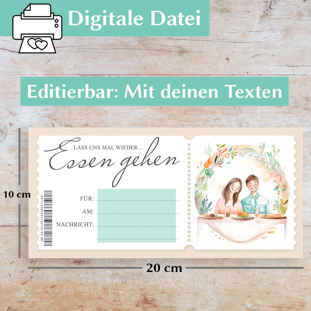 Gutscheinvorlage Essen gehen Herzensprojekt Manufaktur