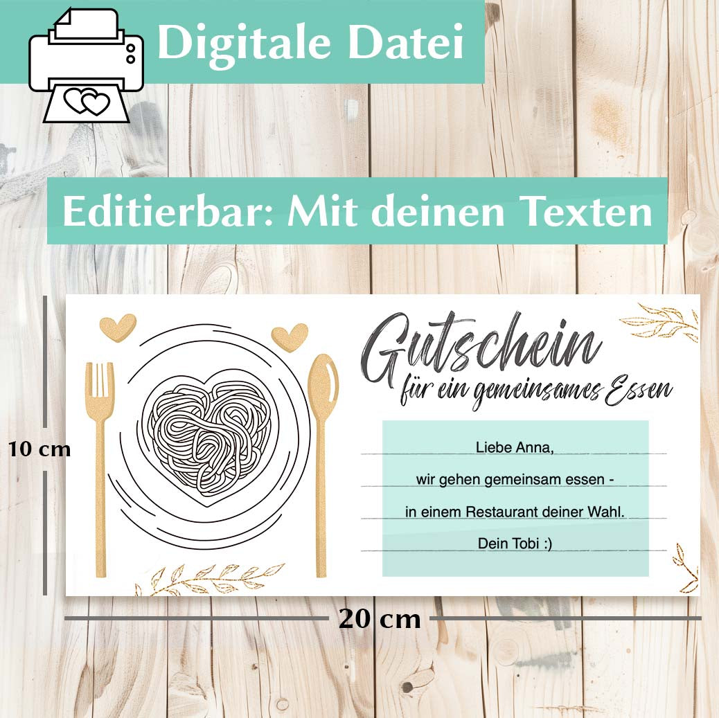 Gutscheinvorlage Essen gehen Herzensprojekt Manufaktur