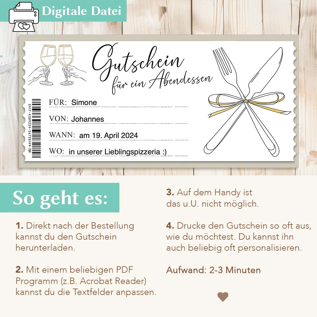 Gutschein Essen Vorlage Herzensprojekt Manufaktur