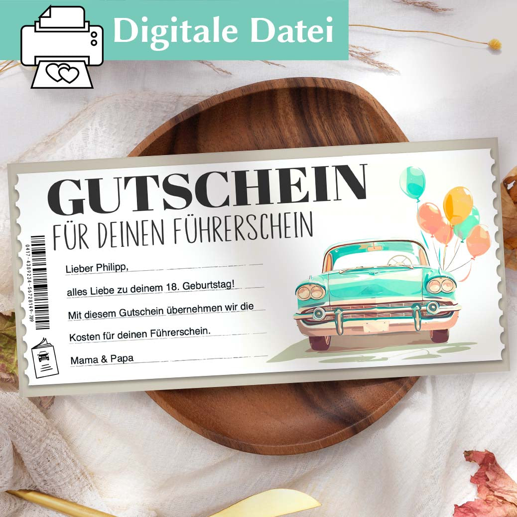 Gutschein Führerschein Herzensprojekt Manufaktur