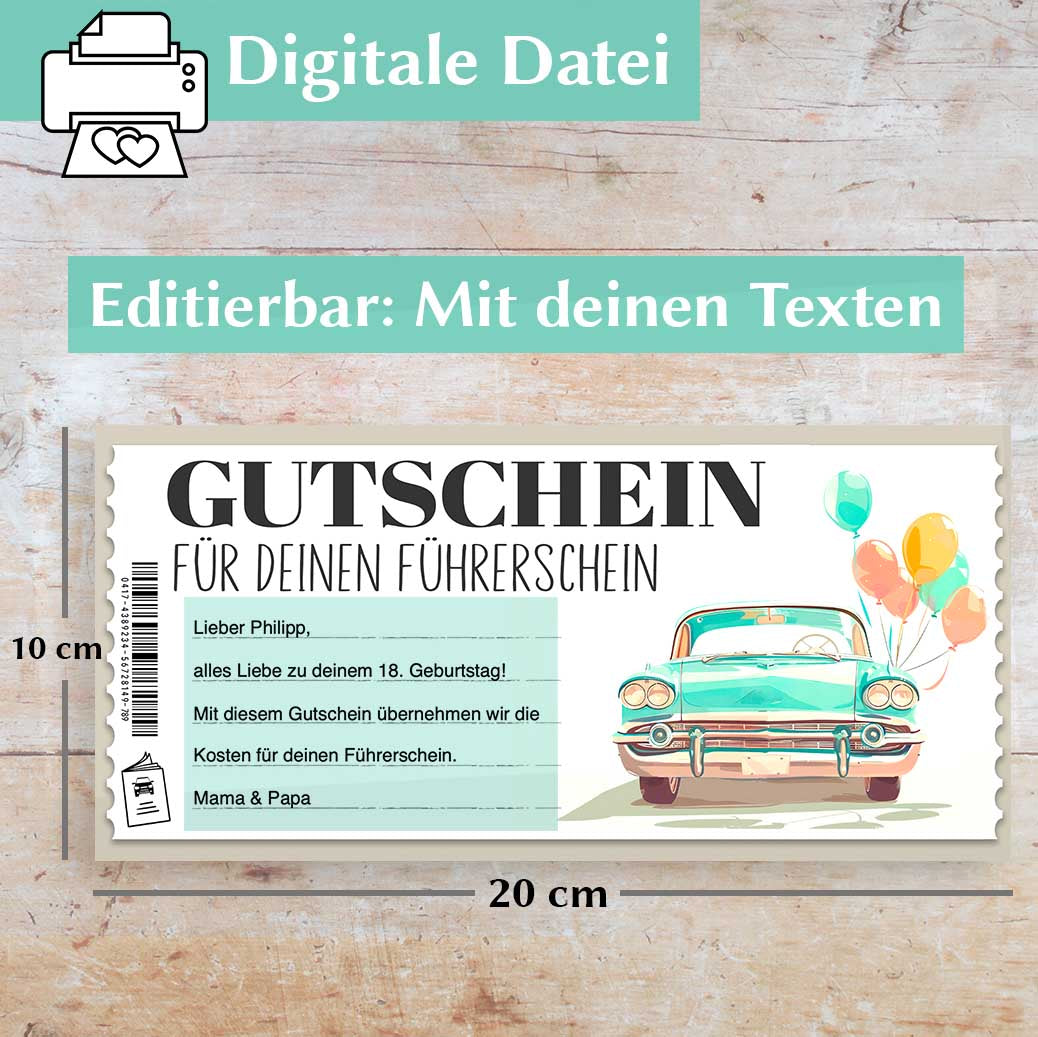Gutschein Führerschein Herzensprojekt Manufaktur