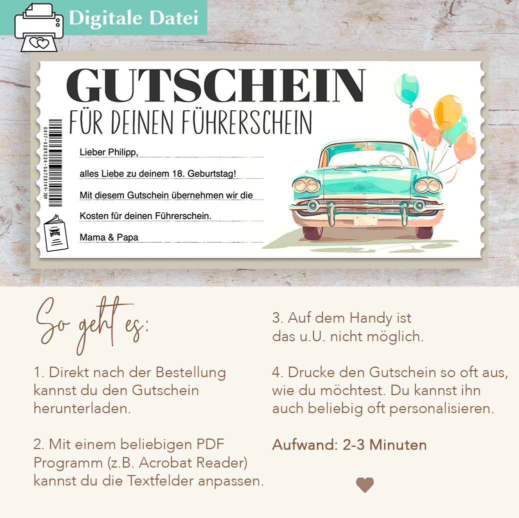 Gutschein Führerschein Herzensprojekt Manufaktur