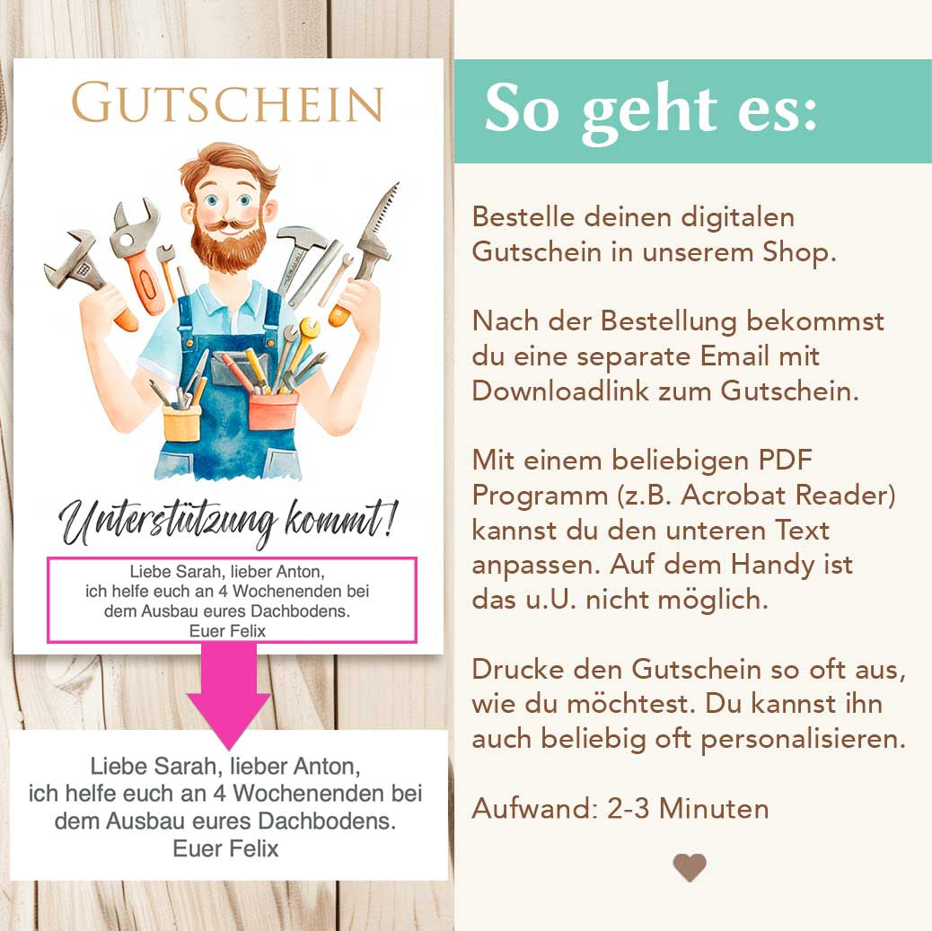 Handwerker Gutschein Herzensprojekt Manufaktur