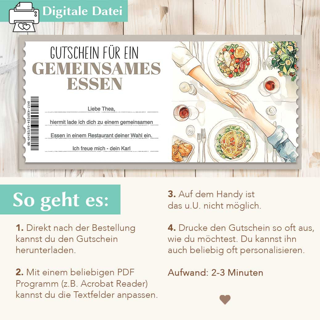 Gutschein gemeinsam Essen Herzensprojekt Manufaktur