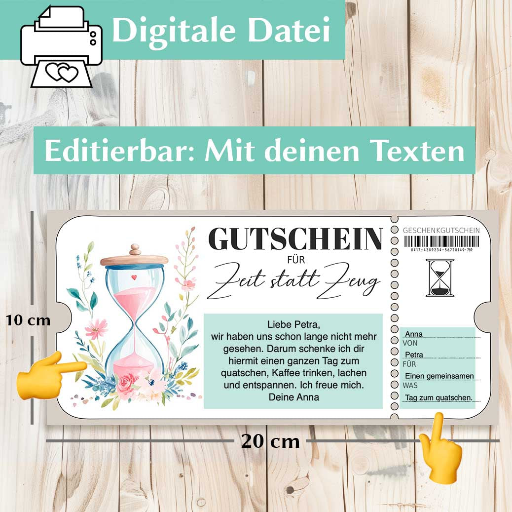 Zeit statt Zeug Gutschein Herzensprojekt Manufaktur