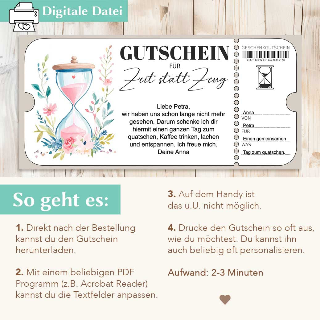 Zeit statt Zeug Gutschein Herzensprojekt Manufaktur