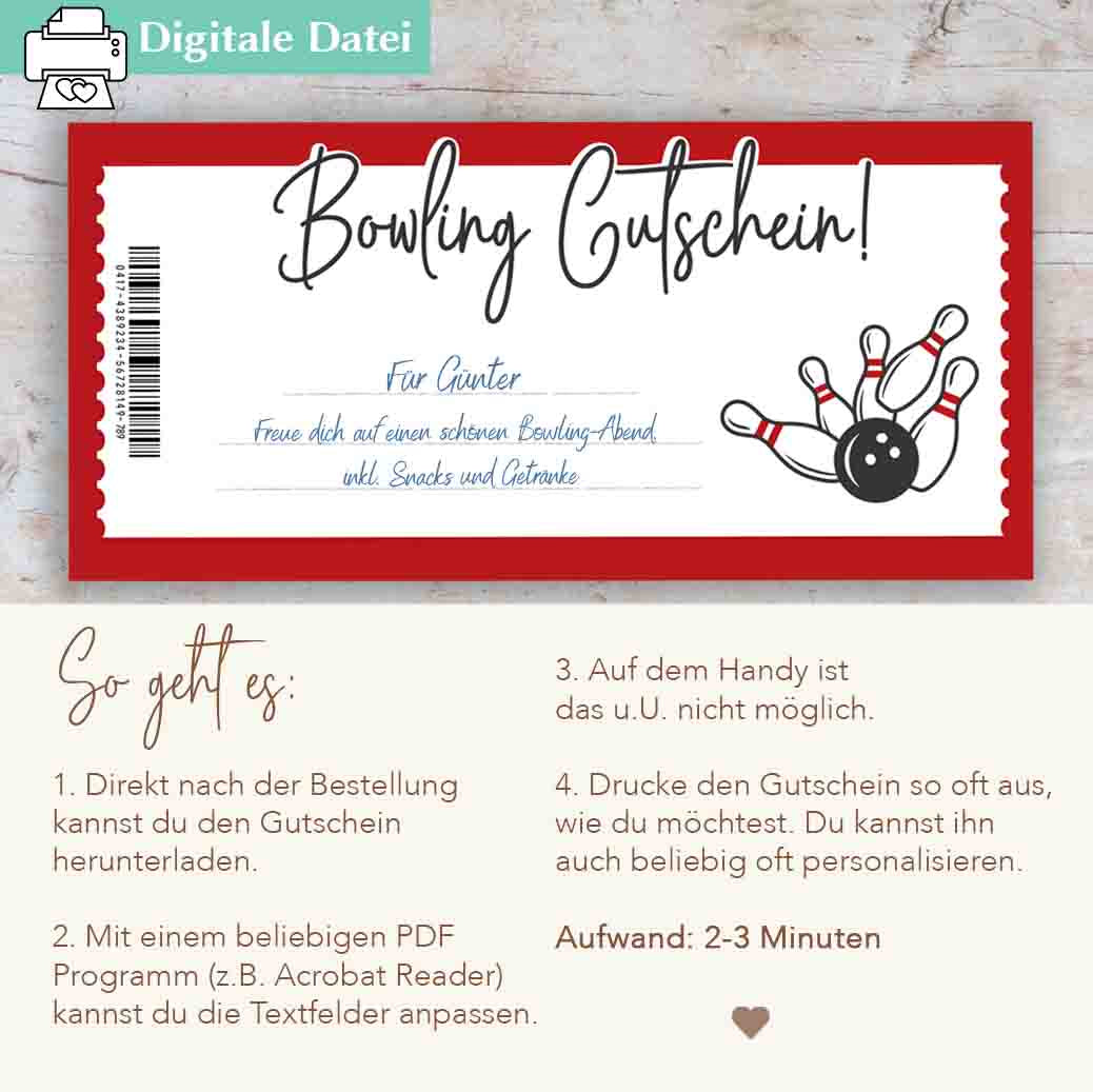 Bowling Gutschein Herzensprojekt Manufaktur
