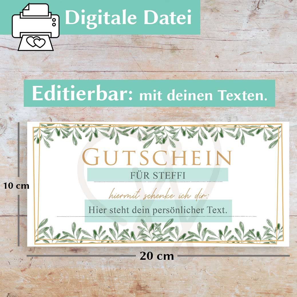 Gutscheinvorlage zum Geburtstag Herzensprojekt Manufaktur
