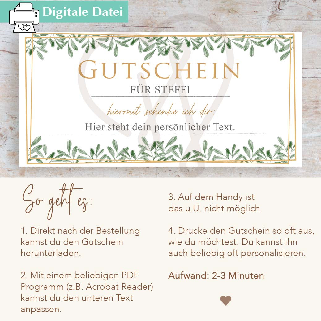 Gutscheinvorlage zum Geburtstag Herzensprojekt Manufaktur