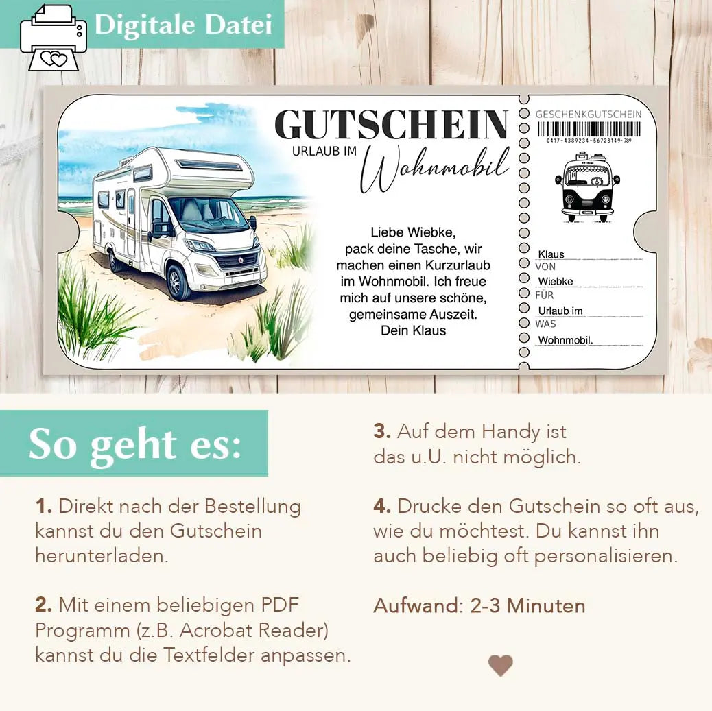 Gutschein Wohnmobil Herzensprojekt Manufaktur