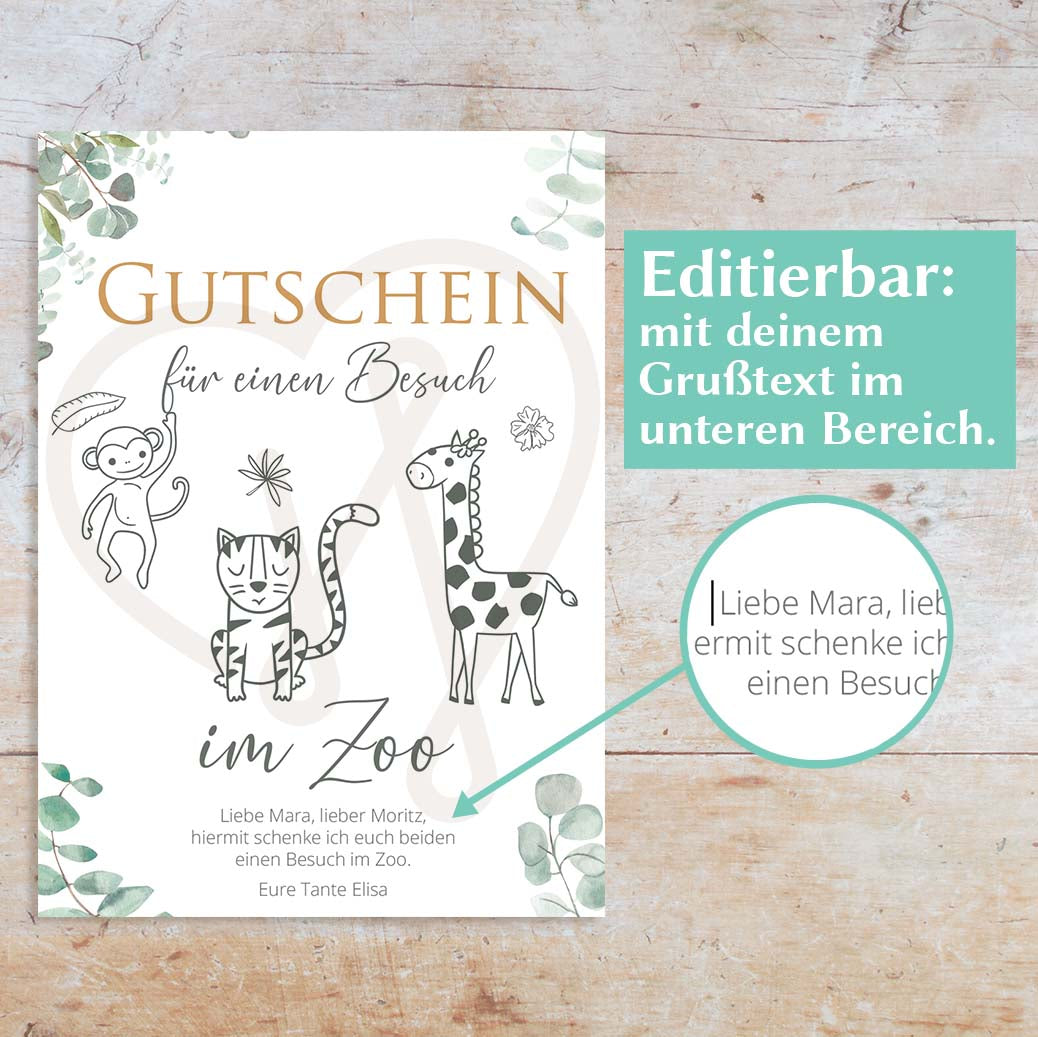 Gutschein für einen Zoobesuch Herzensprojekt Manufaktur