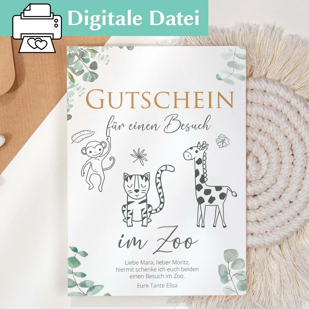 Gutschein für einen Zoobesuch Herzensprojekt Manufaktur